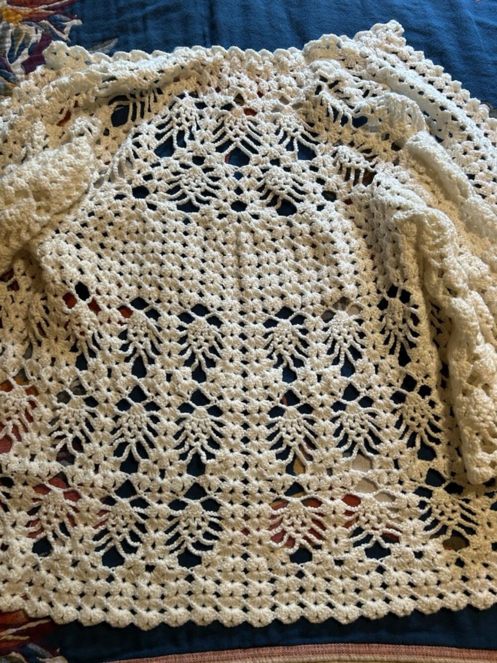 Handmade Ivory crochet cardigan BOHO Small - Picture 6 of 9